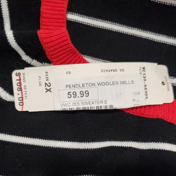 NWT Pendleton plus  Black and White 3/4 Sleeve Button Down Cardigan - Picture 13 of 15